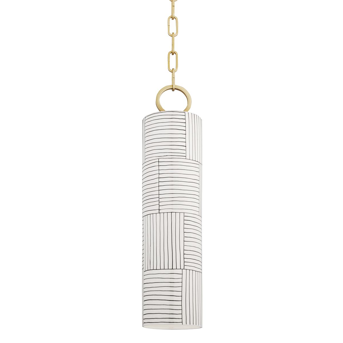 Brookville Pendant Light 20.75" Height by Hudson Valley Lighting - Dimmable, Ceramic Shade, Aged Brass Finish