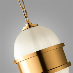 Broomley Large Pendant Light by Corbett Lighting, Vintage Brass, Opal Glass, Dimmable, 2 Lights