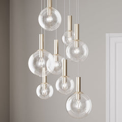 SONNEMAN Bubbles 8-Light Chandelier, Mid-Century Modern Design, Dimmable, Polished Nickel & Brass Finish