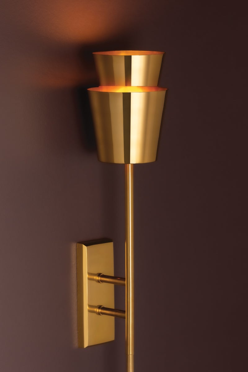 Buenos Aires Sconce 44" Tall Vintage Brass Wall Light With Dimmable E26 Base By Corbett Lighting