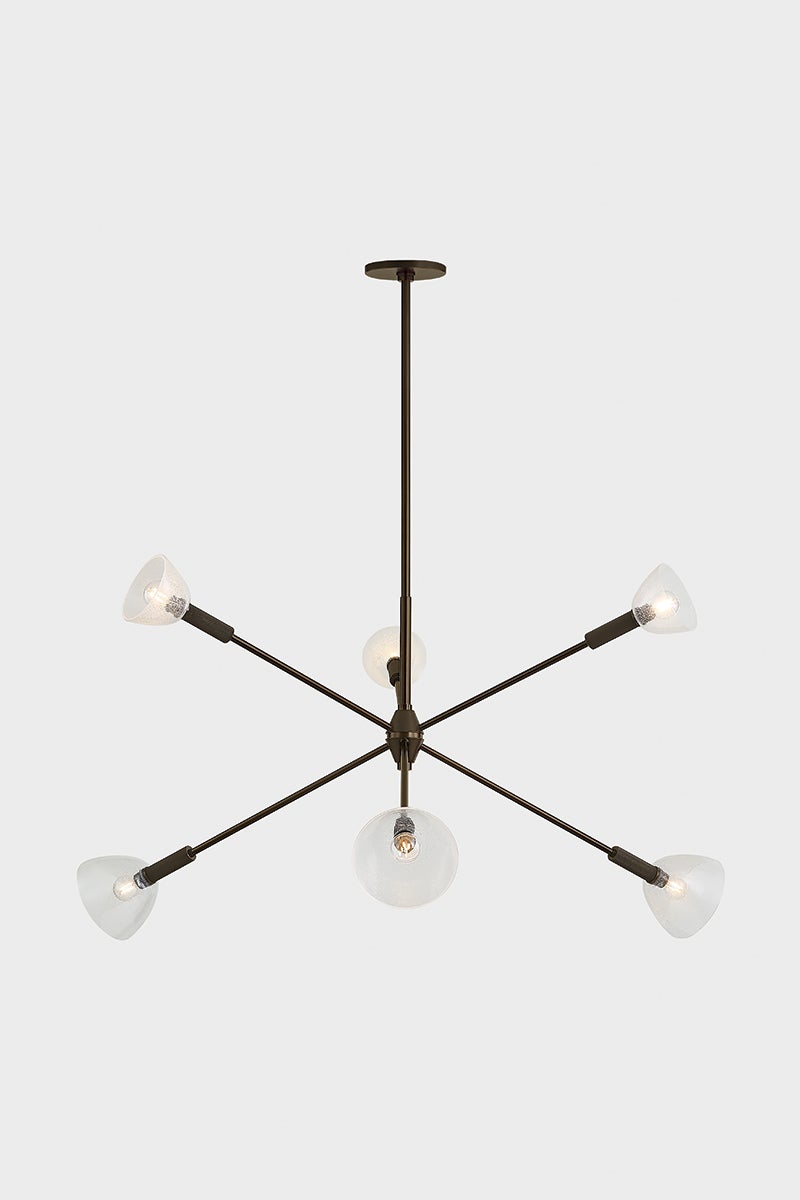 Mitzi H991806-TRB Caraway Chandelier - True Bronze Finish, 6 Lights, Dimmable, Adjustable Height