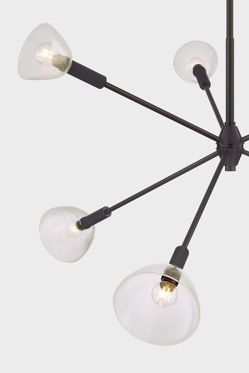 Mitzi H991806-TRB Caraway Chandelier - True Bronze Finish, 6 Lights, Dimmable, Adjustable Height