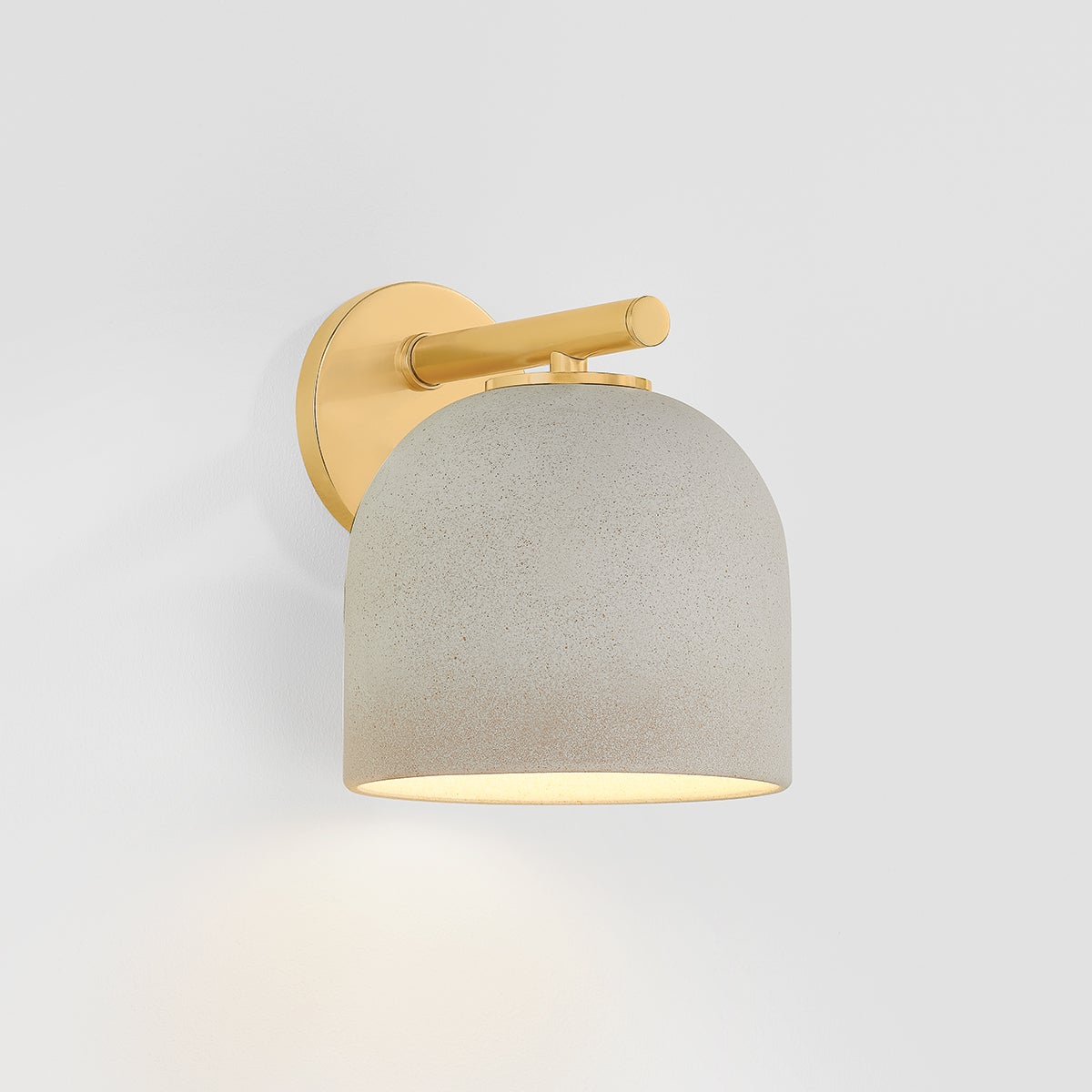 Cara Wall Sconce by Mitzi - Elegant Ceramic Shade, Aged Brass Arm, Dimmable, UL Damp Rated