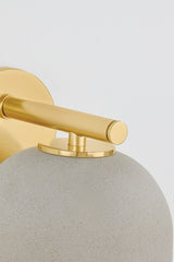 Cara Wall Sconce by Mitzi - Elegant Ceramic Shade, Aged Brass Arm, Dimmable, UL Damp Rated