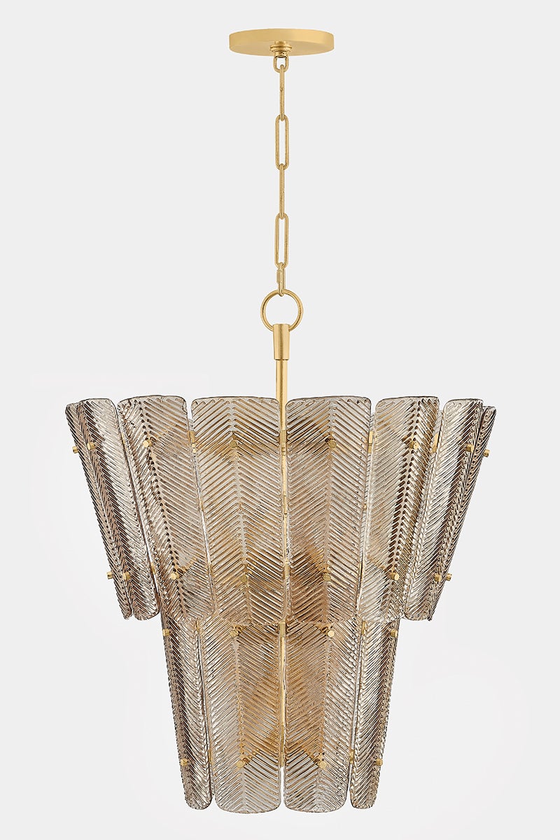 Cassian 10-Light Chandelier by Hudson Valley Lighting - Vintage Gold Leaf, Dimmable, Cast Glass Elegance