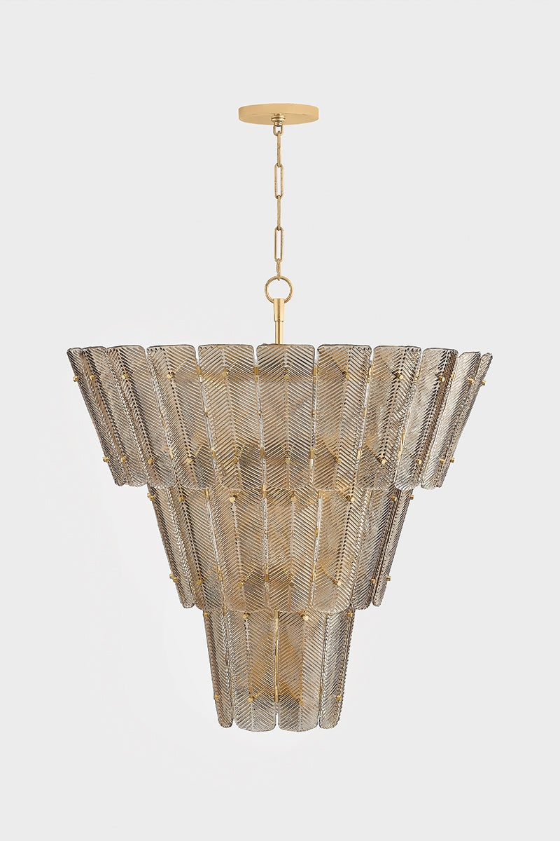 Cassian 18-Light Chandelier - Hudson Valley Lighting, Vintage Gold Leaf, Dimmable, 46"H x 44.5"W