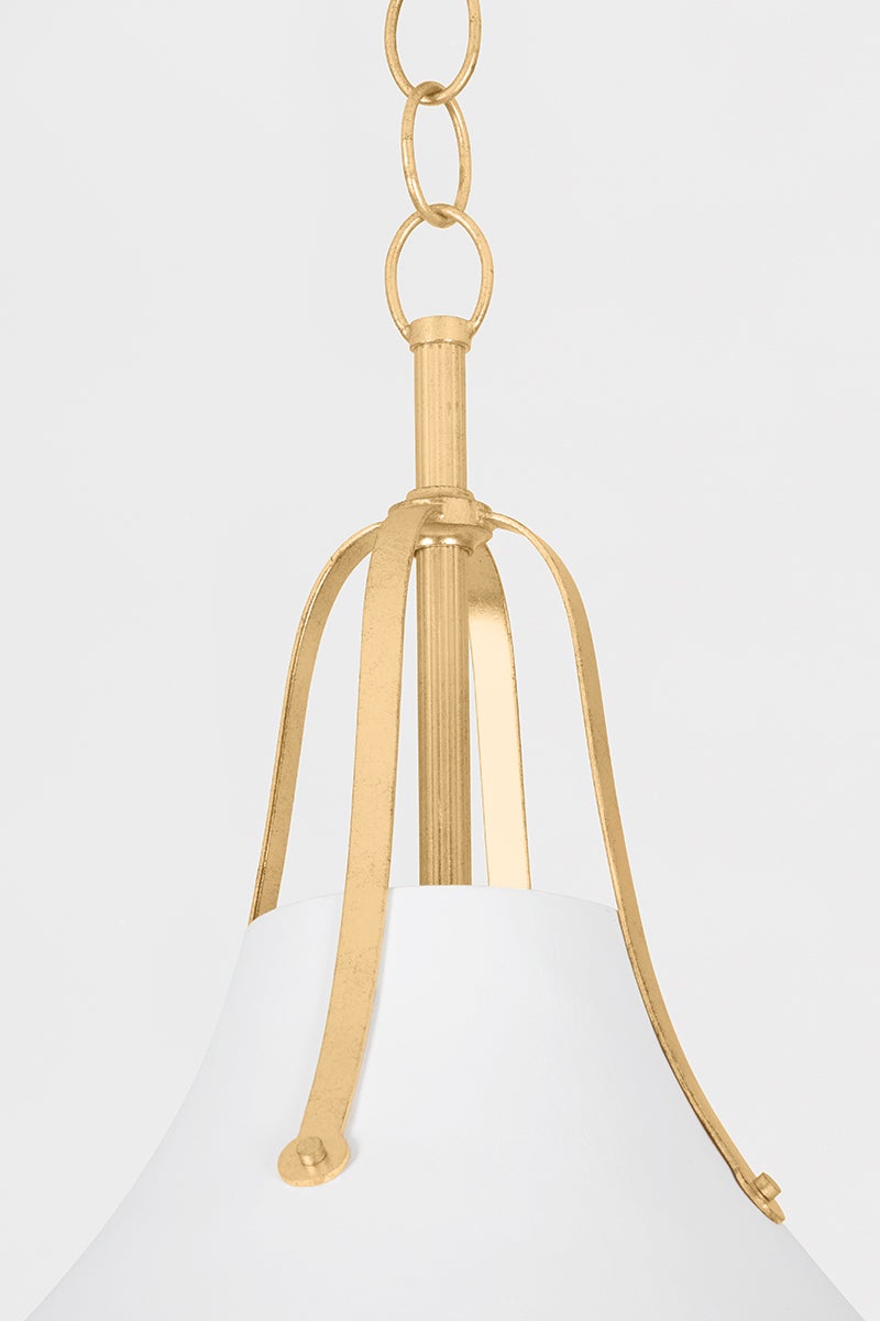 Coventry Large Pendant Light 26" Height by Hudson Valley Lighting - Vintage Gold Leaf & Opal Glass