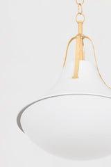 Coventry Large Pendant Light 26" Height by Hudson Valley Lighting - Vintage Gold Leaf & Opal Glass