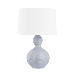 Cairns Table Lamp 27.25" Tall by Hudson Valley Lighting - Coastal Blue Ceramic Base with Linen Shade