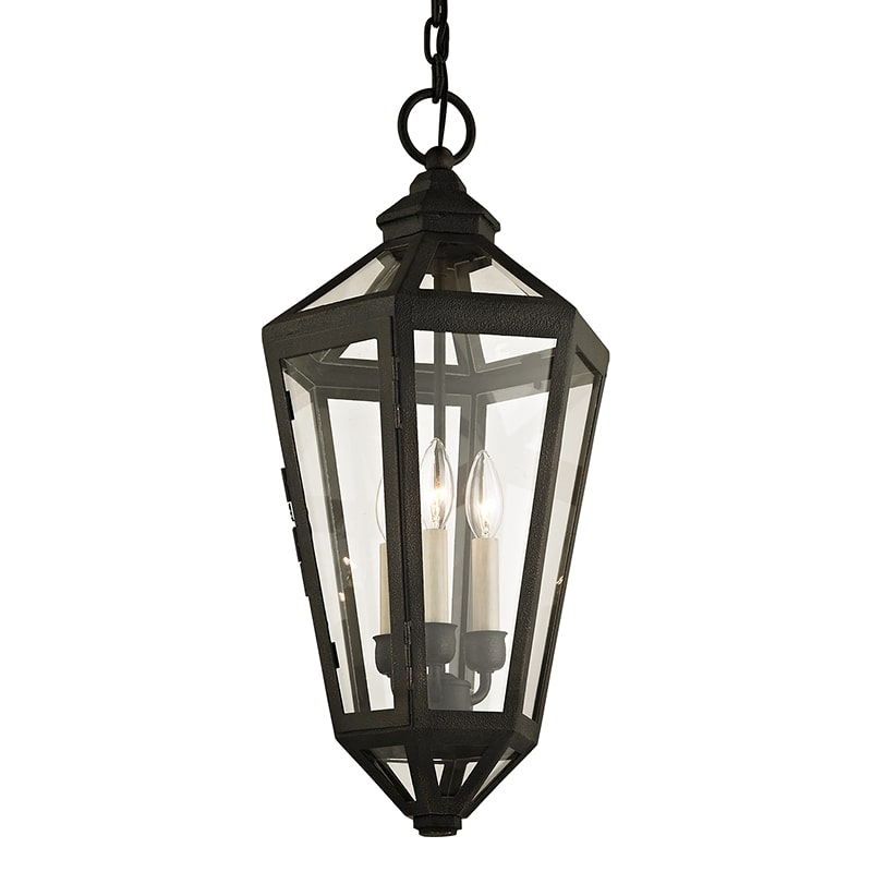 Calabasas 3-Light Outdoor Hanging Pendant Lantern by Troy Lighting, Adjustable Height, Dimmable, Vintage Bronze Finish