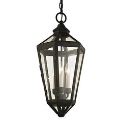 Calabasas 3-Light Outdoor Hanging Pendant Lantern by Troy Lighting, Adjustable Height, Dimmable, Vintage Bronze Finish