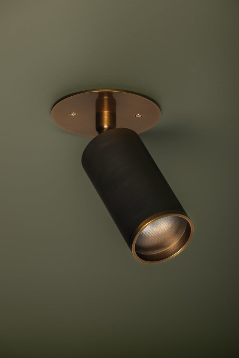 Caleb Ceiling Light By Troy Lighting, Dimmable GU10, Patina Brass & Bronze Finish, UL Damp Rated