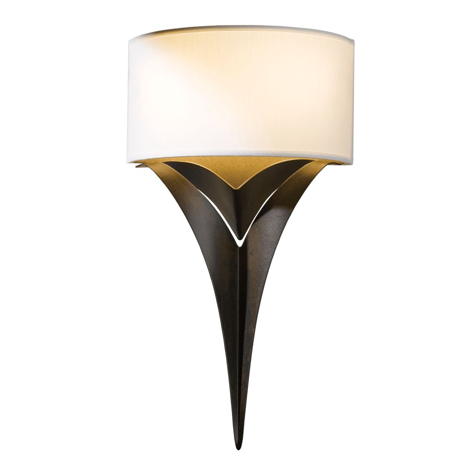 Hubbardton Forge Calla Sconce 205315 – Handcrafted Steel Wall Light with Dimmable Linen Shade