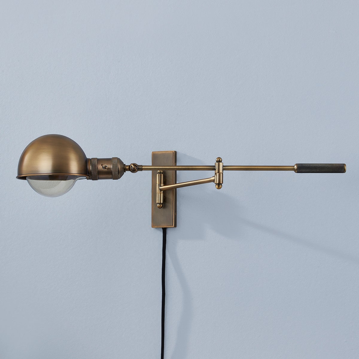 Cannon Plug-In Sconce By Troy Lighting, 60W Dimmable, Patina Brass, Retro Industrial Design