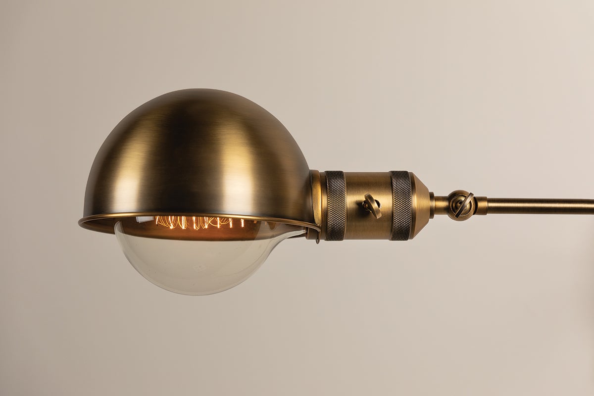 Cannon Plug-In Sconce By Troy Lighting, 60W Dimmable, Patina Brass, Retro Industrial Design