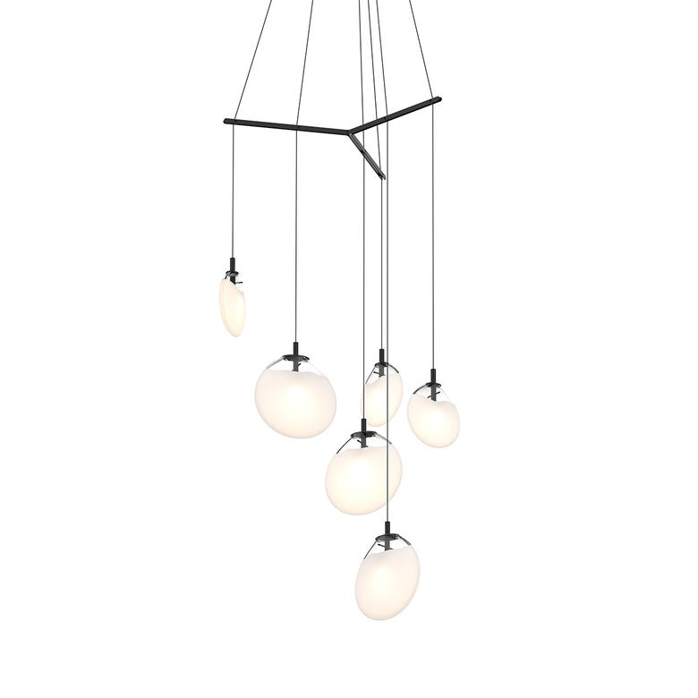 Cantina 6-Light Tri-Spreader LED Chandelier by SONNEMAN with Dimmable Feature and Satin Black Finish