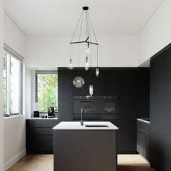 Cantina 6-Light Tri-Spreader LED Chandelier by SONNEMAN with Dimmable Feature and Satin Black Finish