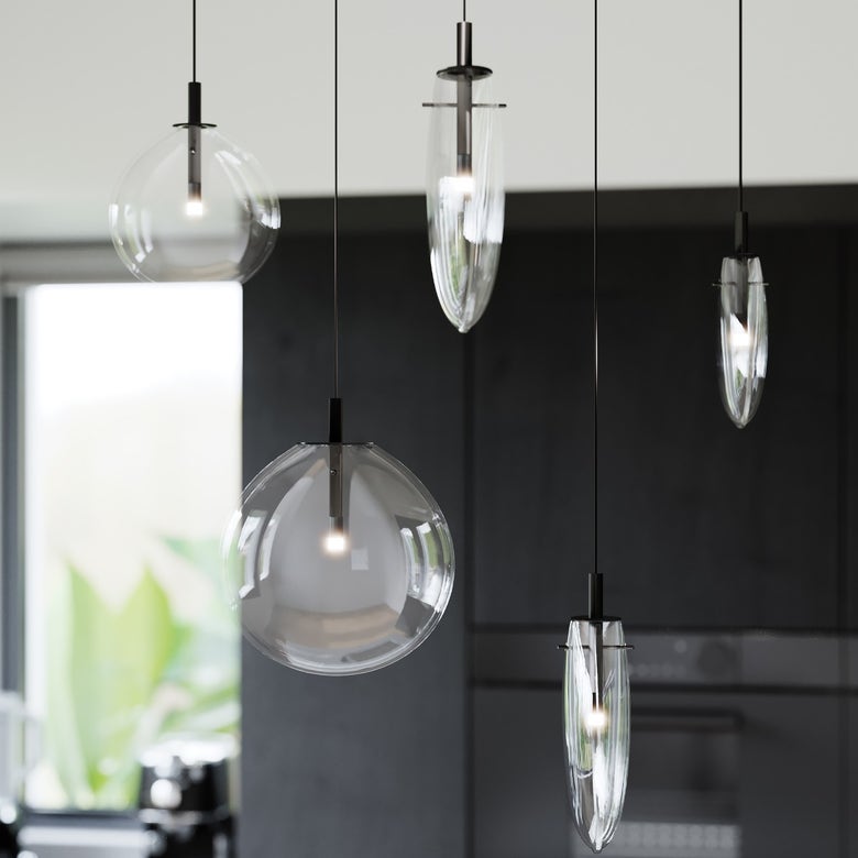 Cantina 6-Light Tri-Spreader LED Chandelier by SONNEMAN with Dimmable Feature and Satin Black Finish