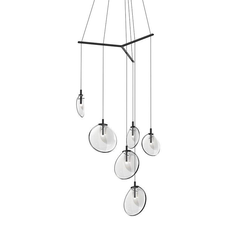 Cantina 6-Light Tri-Spreader LED Chandelier by SONNEMAN with Dimmable Feature and Satin Black Finish