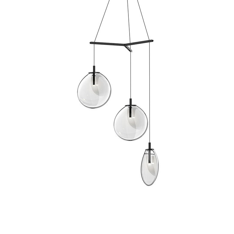 Cantina Medium 3-Light Tri-Spreader LED Chandelier with Dimmable Capability and Satin Black Finish