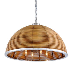 Carayes 8-Light Large Chandelier by Corbett Lighting with Rattan Shade and Adjustable Height