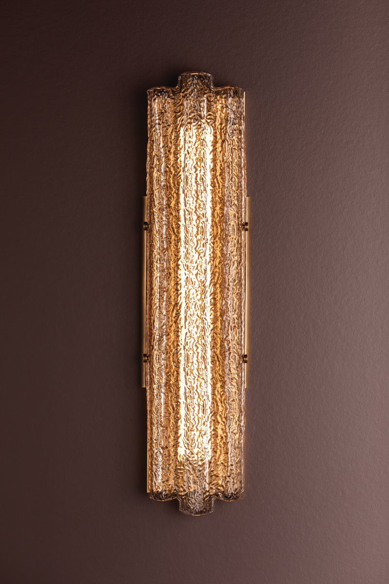 Carnelian Sconce 16W LED Wall Light by Corbett Lighting with Handblown Dark Champagne Glass