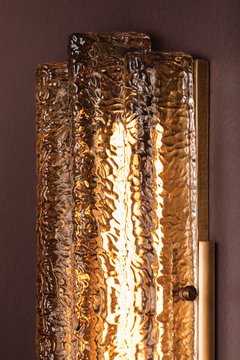 Carnelian Sconce 16W LED Wall Light by Corbett Lighting with Handblown Dark Champagne Glass