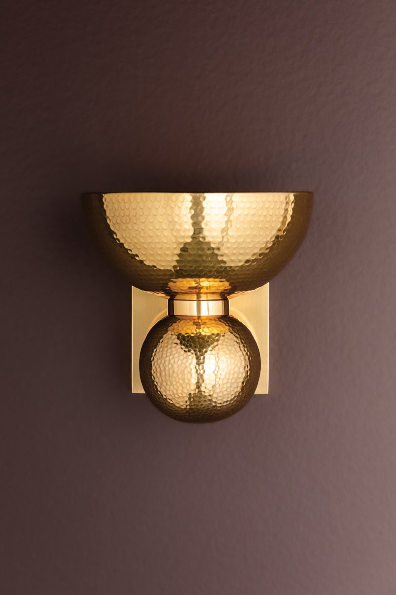 Catania Sconce by Corbett Lighting 456-01-VB Vintage Brass 15W E26 Bulb Wall Fixture, UL Damp Rated