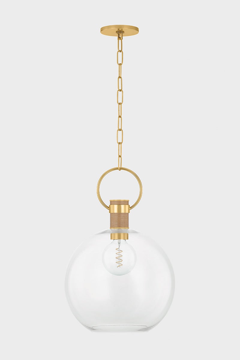 Catrine Large Pendant Light by Mitzi with Adjustable Height, Dimmable Feature, Aged Brass Finish