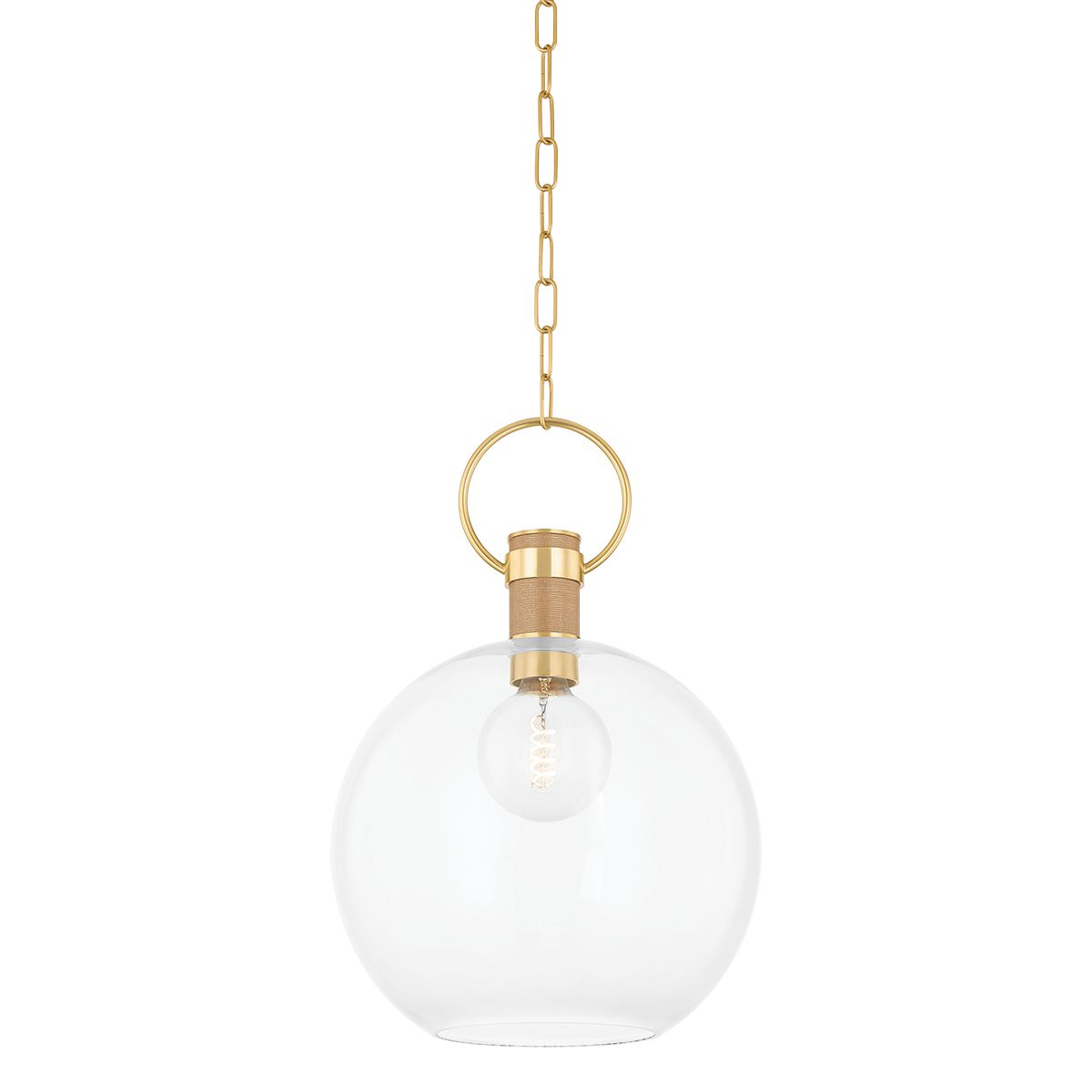 Catrine Large Pendant Light by Mitzi with Adjustable Height, Dimmable Feature, Aged Brass Finish