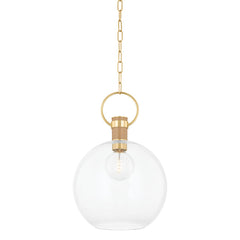 Catrine Large Pendant Light by Mitzi with Adjustable Height, Dimmable Feature, Aged Brass Finish