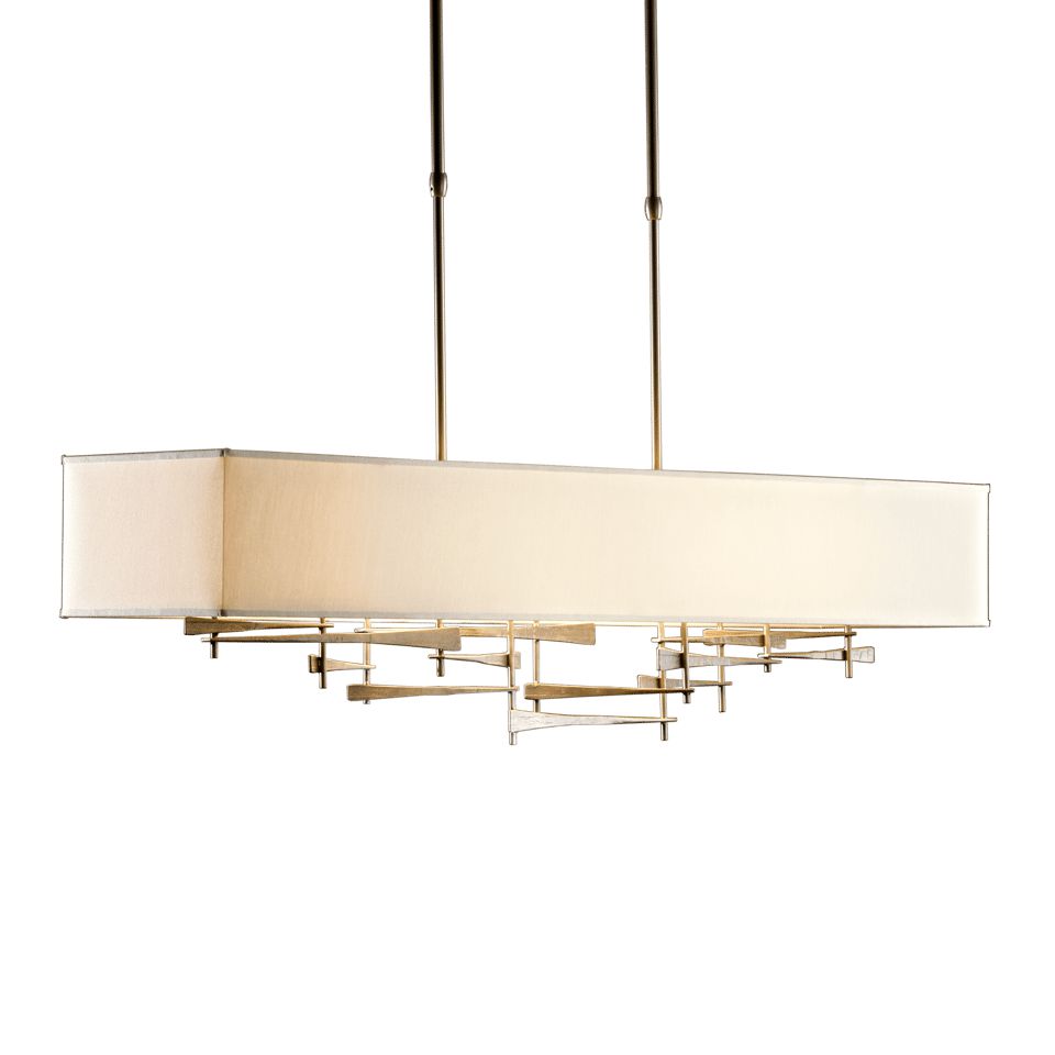 Hubbardton Forge Cavaletti Pendant Light, Handcrafted Steel, Dimmable, Linen Shade, Adjustable Height