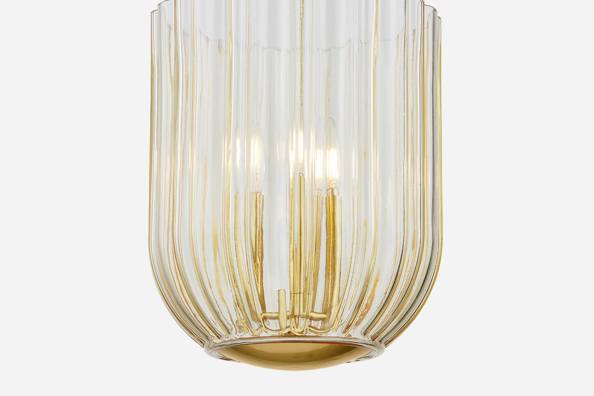 Mitzi Cece Lantern 3-Light Dimmable Fixture With Floral Design Aged Brass Finish And Glass Shade