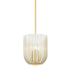 Mitzi Cece Lantern 3-Light Dimmable Fixture With Floral Design Aged Brass Finish And Glass Shade