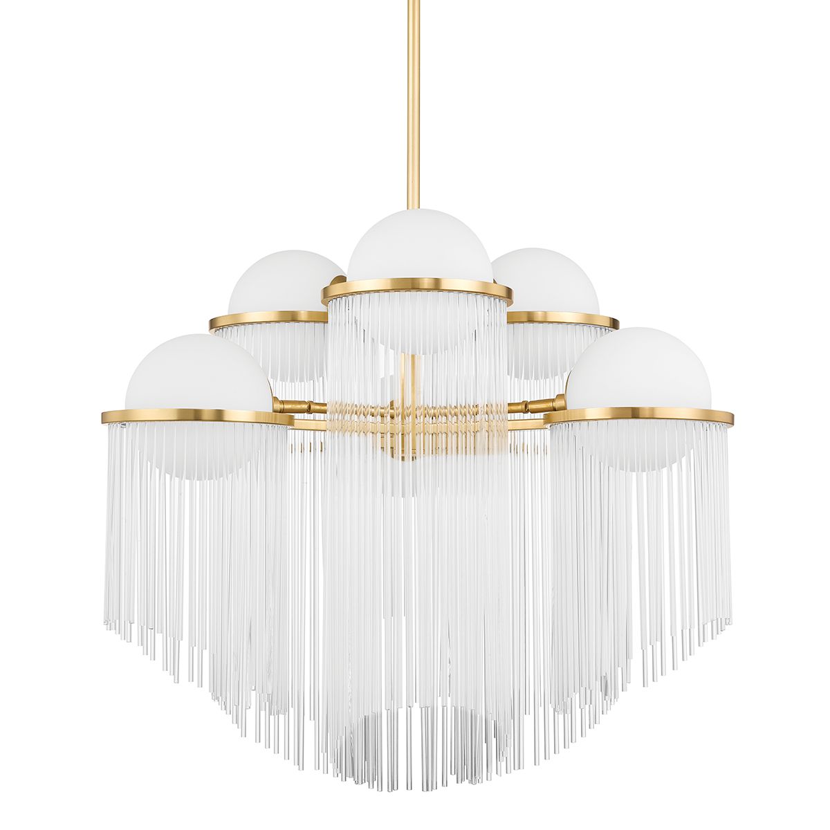 Celestial Chandelier 6 Lights Aged Brass Finish Opal Matte Glass 26.5"H x 31.5"W by Corbett Lighting