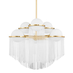 Celestial Chandelier 6 Lights Aged Brass Finish Opal Matte Glass 26.5"H x 31.5"W by Corbett Lighting