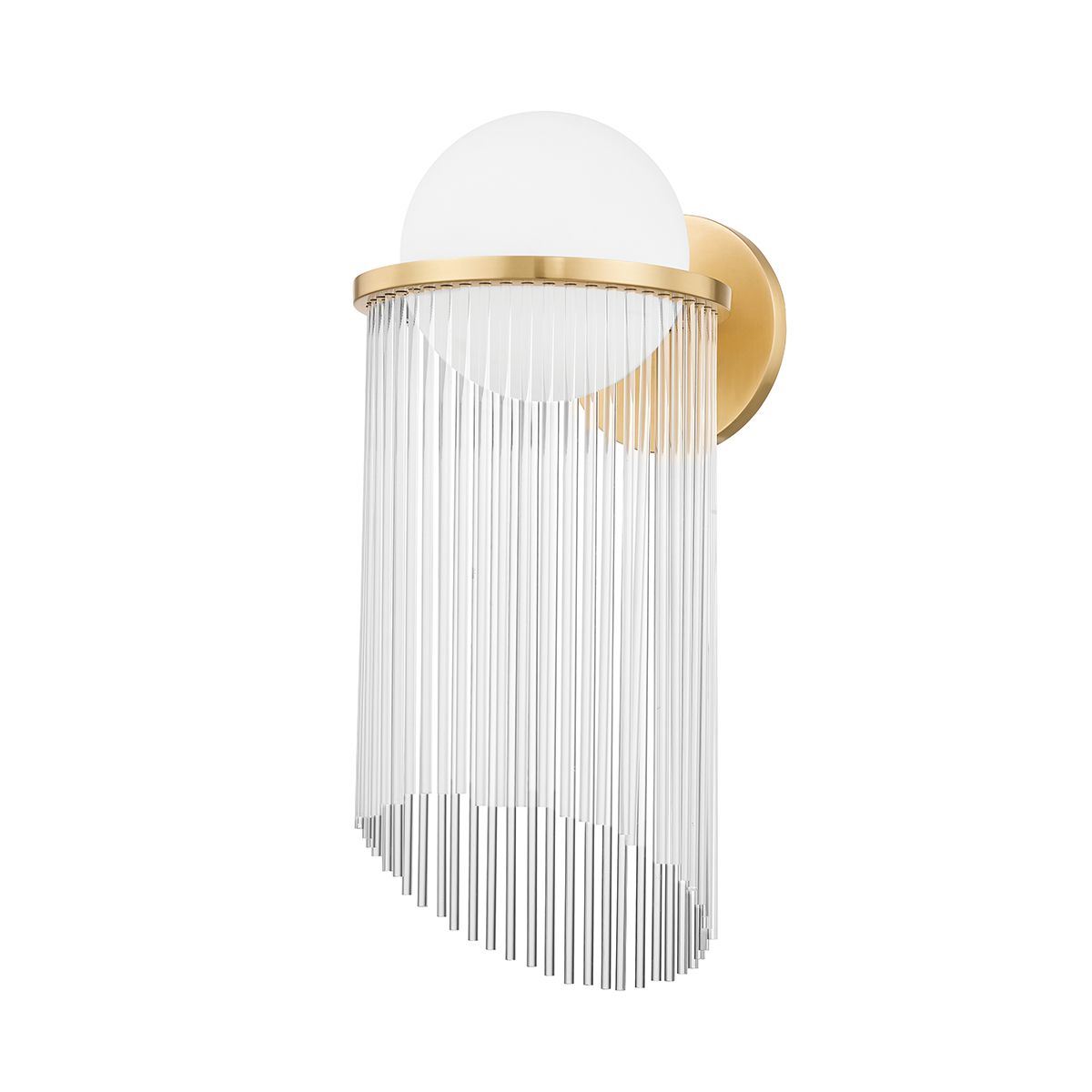 Celestial Sconce 20" Height by Corbett Lighting in Aged Brass with Opal Matte Glass Shade