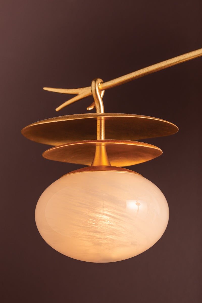 Ceylon Chandelier by Corbett Lighting, 6-Light Botanical Design in Vintage Gold Leaf Finish