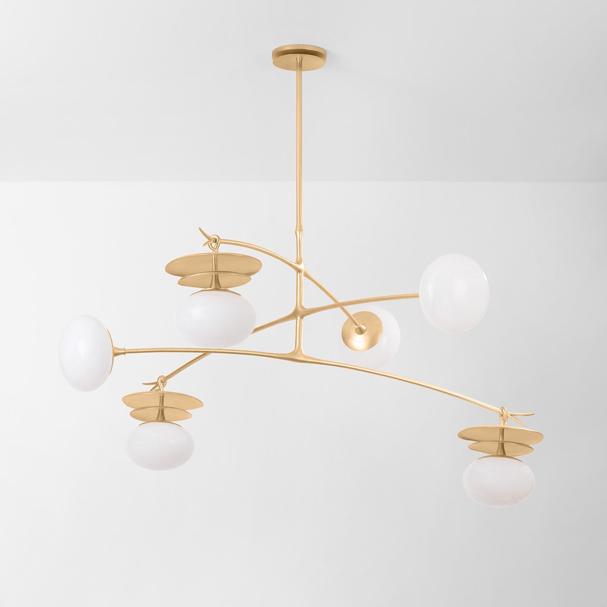 Ceylon Chandelier by Corbett Lighting, 6-Light Botanical Design in Vintage Gold Leaf Finish