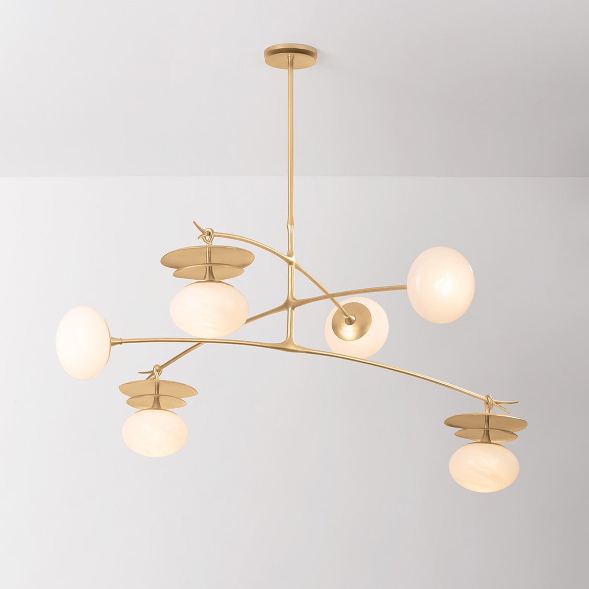 Ceylon Chandelier by Corbett Lighting, 6-Light Botanical Design in Vintage Gold Leaf Finish