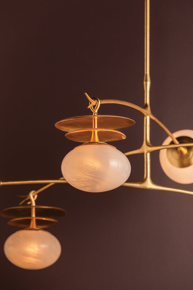 Ceylon Chandelier by Corbett Lighting, 6-Light Botanical Design in Vintage Gold Leaf Finish