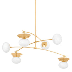 Ceylon Chandelier by Corbett Lighting, 6-Light Botanical Design in Vintage Gold Leaf Finish