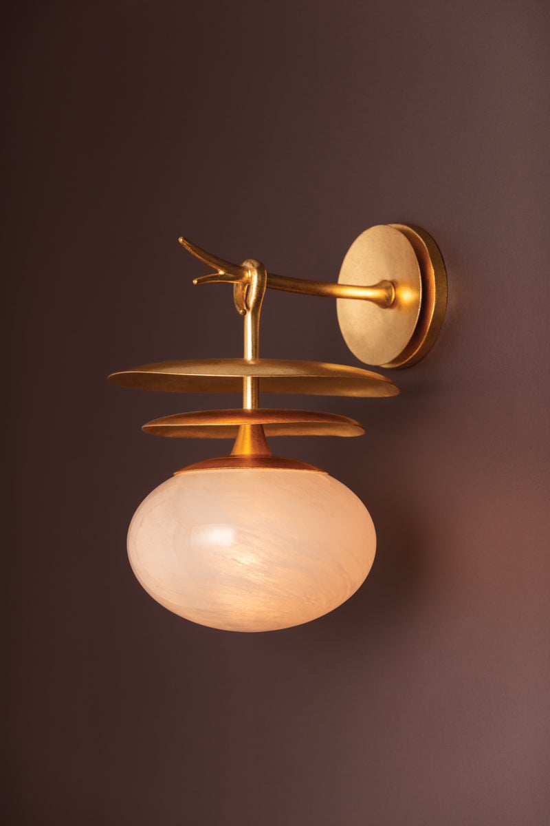 Ceylon Sconce by Corbett Lighting - Elegant Vintage Gold Leaf Design, 1 Light, UL Damp Rated