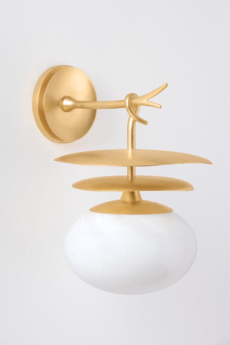 Ceylon Sconce by Corbett Lighting - Elegant Vintage Gold Leaf Design, 1 Light, UL Damp Rated