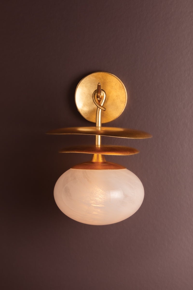 Ceylon Sconce by Corbett Lighting - Elegant Vintage Gold Leaf Design, 1 Light, UL Damp Rated