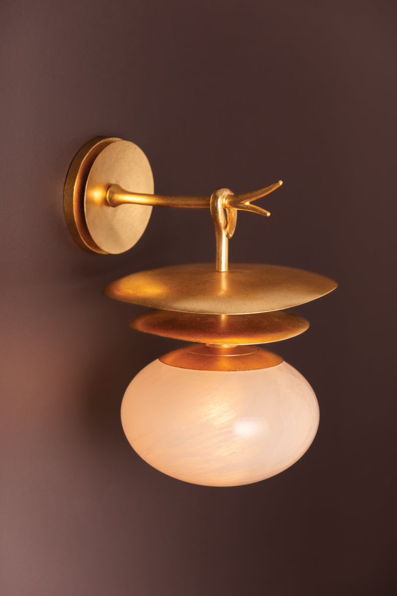 Ceylon Sconce by Corbett Lighting - Elegant Vintage Gold Leaf Design, 1 Light, UL Damp Rated