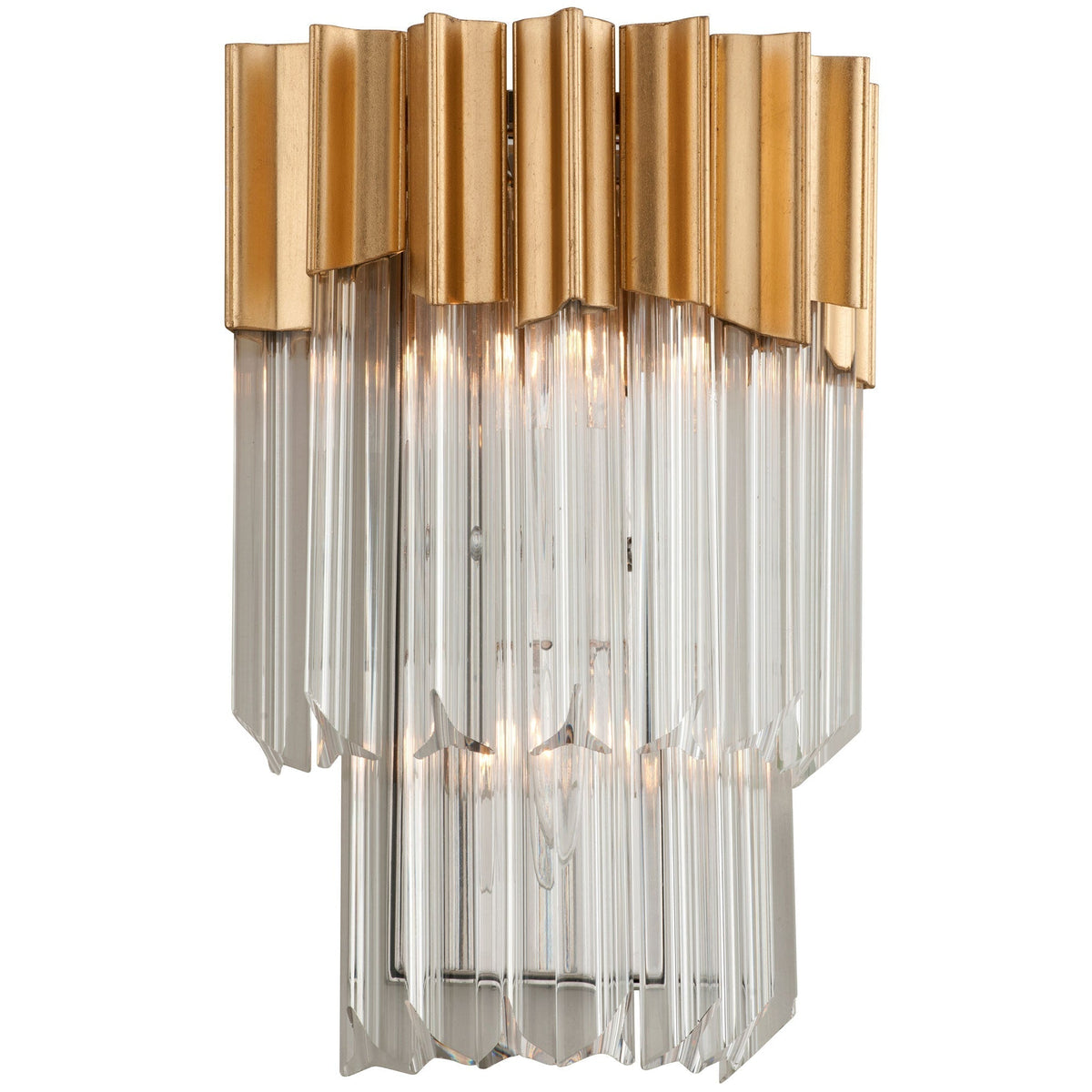 Charisma Large Sconce by Corbett Lighting with Crystal Shade in Gold Leaf/Stainless Steel Finish