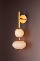 Charoite Wall Sconce 2-Light Vintage Brass by Corbett Lighting - Opal-Seeded Glass Shades