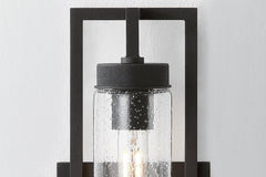 Chester 18" Large Outdoor Wall Sconce, Textured Black Frame with Clear Seeded Glass by Troy Lighting