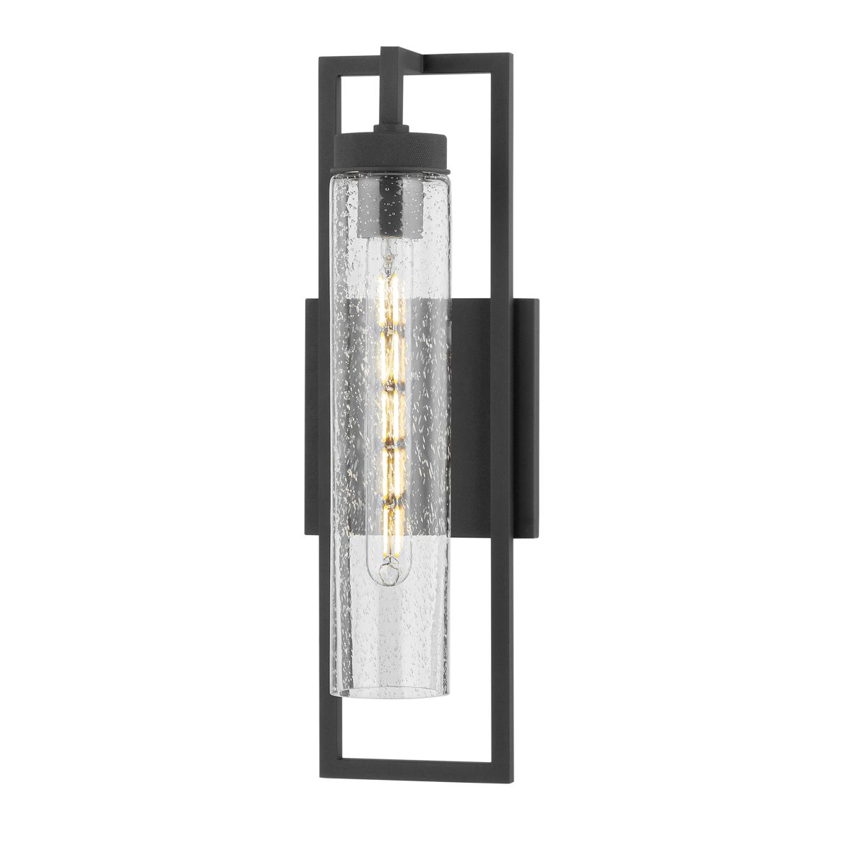 Chester 18" Large Outdoor Wall Sconce, Textured Black Frame with Clear Seeded Glass by Troy Lighting